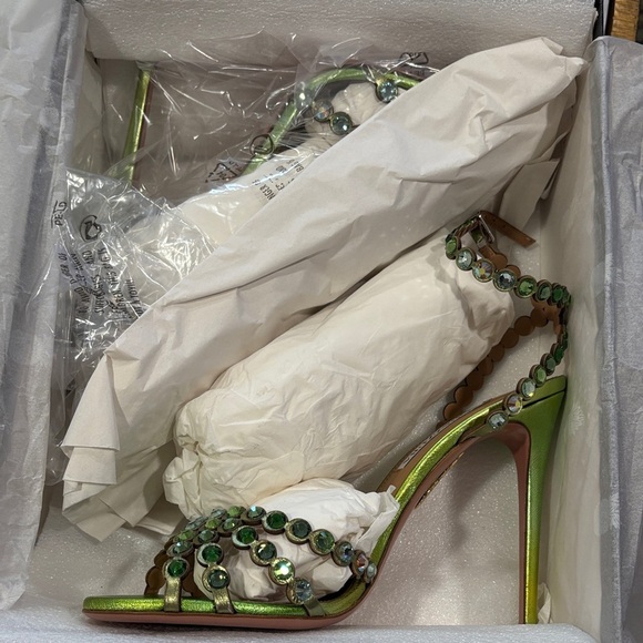 BNIB Aquazzura tequila sandal 105mm-size 40- LIME - Picture 3 of 13